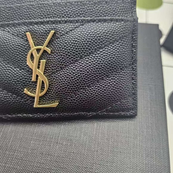 Saint Laurent Quilted Card Case with Iconic Logo - Picture 2 of 6